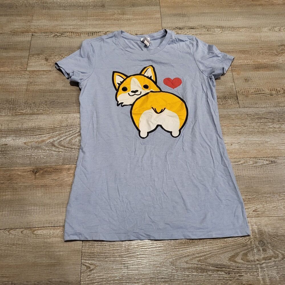 Lokisa Corgi Puppy Dog Graphic Tee Shirt Womens Size Medium